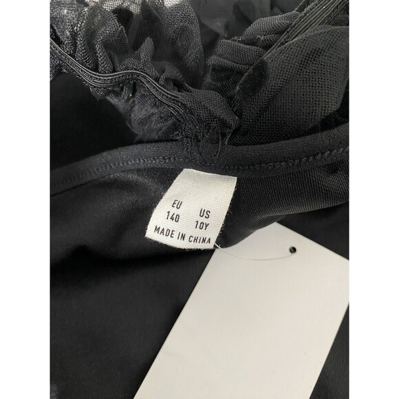 WDIRARA Girl's Jumpsuit Black Bootcut Flare Mesh Polka Dots Size 10 Years Old - Picture 5 of 14